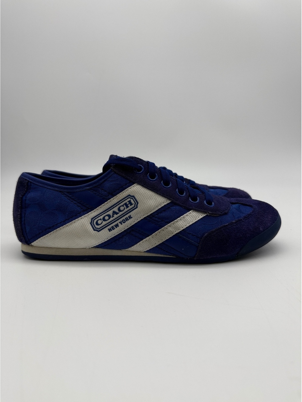 Coach Yolanda Signature Monogram Sneakers Womens Blue Size 8